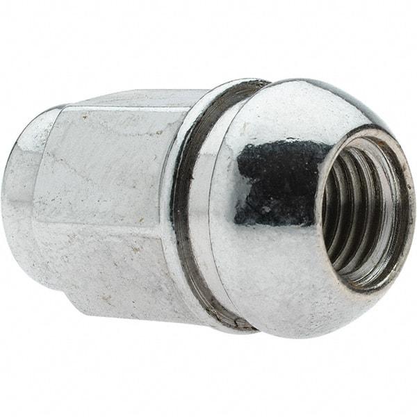 Value Collection - M12-1.5 Chrome Finish Capped Wheel Nut - 19mm Hex, 35mm Overall Length - USA Tool & Supply