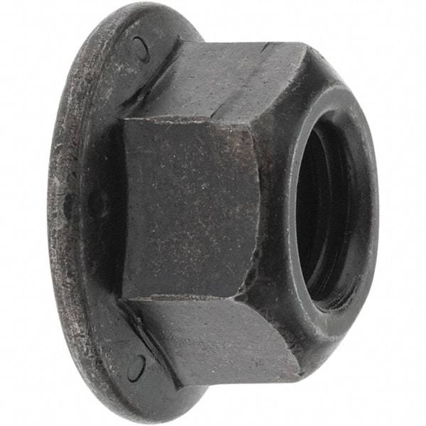 Made in USA - 1/2-13 UNC Grade G Hex Flange Lock Nut with Distorted Thread - Uncoated - USA Tool & Supply