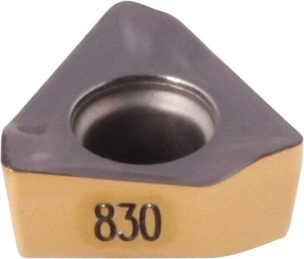 Iscar - HM390 TKCT0703 TR Grade IC830 Carbide Milling Insert - TiAlN/TiN Finish, 0.124" Thick, 0.228" Inscribed Circle, 0.51mm Corner Radius - USA Tool & Supply