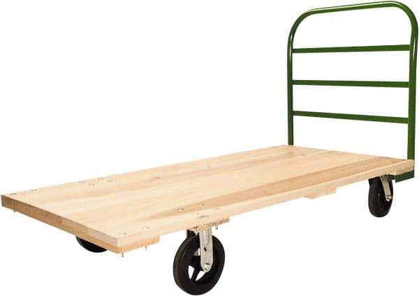 Fairbanks - 1,600 Lb Capacity Hardwood/Steel Platform Truck - Hardwood Deck, 30" OAW, 60" Platform Length, Mold On Rubber Casters - USA Tool & Supply