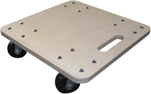 Fairbanks - 1,000 Lb Capacity Hardwood Dolly - 16" Long x 16" Wide x 4-9/16" High, 3" Polyolefin Wheels - USA Tool & Supply