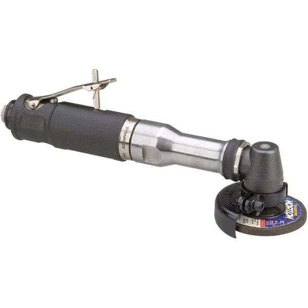Dynabrade - 3" Wheel Diam, 18,000 RPM, Pneumatic Angle & Disc Grinder - 3/8-24 Spindle, 41 CFM, Rear Exhaust - USA Tool & Supply