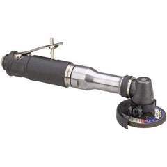 Dynabrade - 3" Wheel Diam, 18,000 RPM, Pneumatic Angle & Disc Grinder - 3/8-24 Spindle, 41 CFM, Rear Exhaust - USA Tool & Supply
