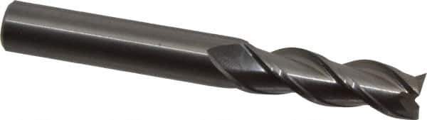 Kennametal - 1/2", 1-1/2" LOC, 1/2" Shank Diam, 4" OAL, 3 Flute, Solid Carbide Square End Mill - Single End, Uncoated, Spiral Flute, 37° Helix, Centercutting, Right Hand Cut, Right Hand Flute, Series AADE - USA Tool & Supply