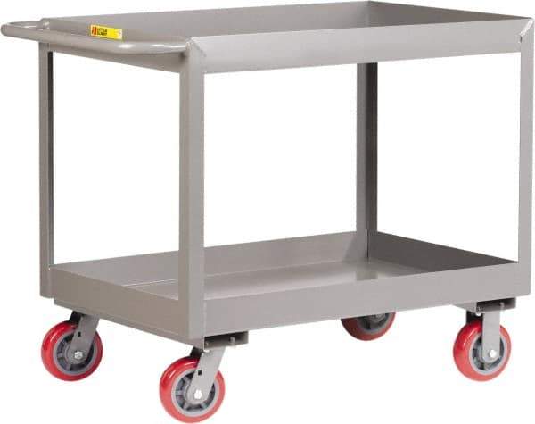 Little Giant - 3,600 Lb Capacity, 18" Wide x 35-1/2" Long x 36-1/2" High Deep Shelf Cart - 2 Shelf, Steel, 2 Rigid/2 Swivel Casters - USA Tool & Supply