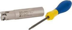 Iscar - 3/4" Cut Diam, 0.315" Max Depth of Cut, 3/4" Shank Diam, 3.38" OAL, Indexable Square Shoulder Helical End Mill - H490 AN.X 09 Inserts, Weldon Shank, 90° Lead Angle, Through Coolant, Series Helido - USA Tool & Supply