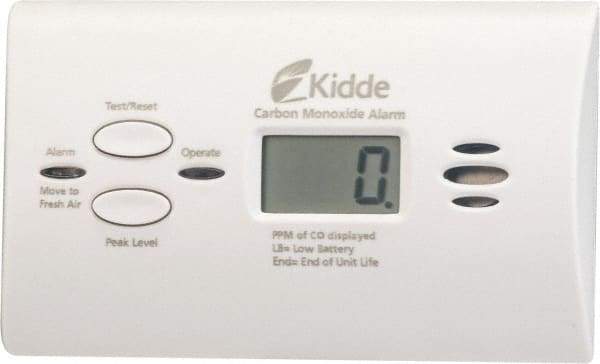 Kidde - CO Alarm - 85 dB Decibel Rating, AA Battery Included, Wall or Ceiling Mount, Electrochemical Sensor - USA Tool & Supply