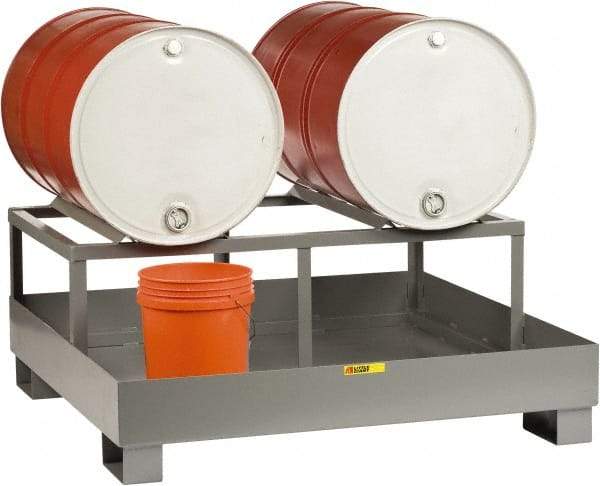 Little Giant - 66 Gal Sump, 2 Drum, Steel Drum Rack - 51" Long x 51" Wide x 22" High - USA Tool & Supply