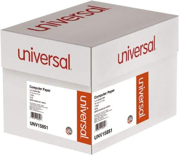 UNIVERSAL - 14-7/8" x 11" White & Green Computer Paper - Use with Tractor-Feed Printers - USA Tool & Supply