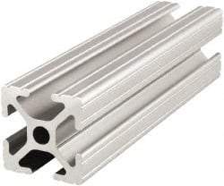 80/20 Inc. - 48 Inches Long x 1 Inch Wide x 1 Inch High, T Slotted Aluminum Extrusion - 0.4379 Square Inches, Clear Anodized Finish - USA Tool & Supply