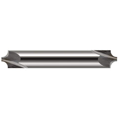 Corner Rounding End Mill: 0.01″ Radius, 0.125″ Diam, 2 Flutes, Solid Carbide 1.5″ OAL, 1″ Shank Dia, Bright/Uncoated, Double End