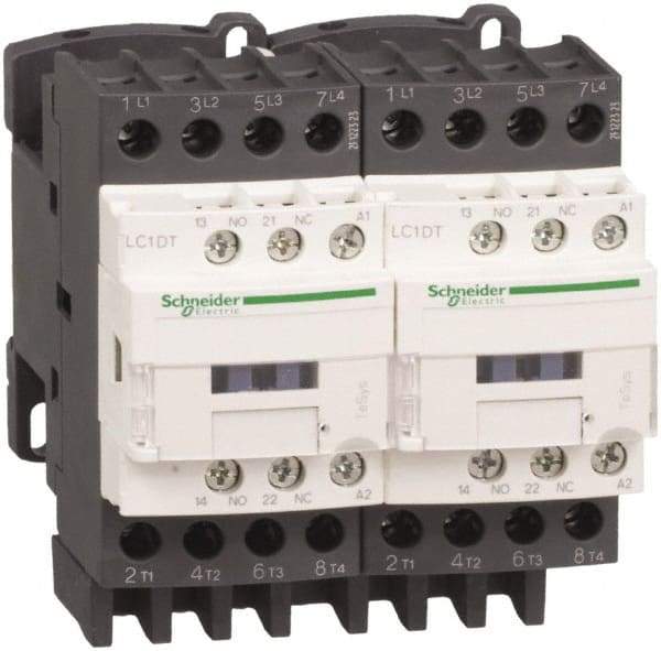 Schneider Electric - 4 Pole, 120 Coil VAC at 50/60 Hz, 20 Amp at 440 VAC, Reversible IEC Contactor - Bureau Veritas, CCC, CSA, CSA C22.2 No. 14, DNV, EN/IEC 60947-4-1, EN/IEC 60947-5-1, GL, GOST, LROS, RINA, RoHS Compliant, UL 508, UL Listed - USA Tool & Supply