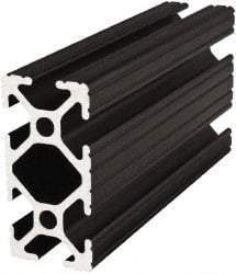 80/20 Inc. - 145 Inches Long x 1 Inch Wide x 2 Inches High, T Slotted Aluminum Extrusion - 0.7914 Square Inches, Black Anodized Finish - USA Tool & Supply