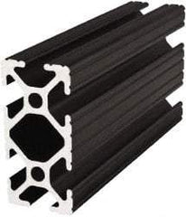 80/20 Inc. - 145 Inches Long x 1 Inch Wide x 2 Inches High, T Slotted Aluminum Extrusion - 0.7914 Square Inches, Black Anodized Finish - USA Tool & Supply