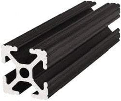 80/20 Inc. - 145 Inches Long x 1 Inch Wide x 1 Inch High, T Slotted Aluminum Extrusion - 0.4379 Square Inches, Black Anodized Finish - USA Tool & Supply