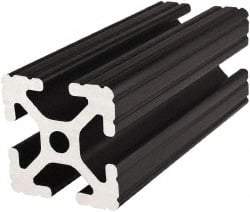 80/20 Inc. - 145 Inches Long x 1-1/2 Inches Wide x 1-1/2 Inches High, T Slotted Aluminum Extrusion - 1.154 Square Inches, Black Anodized Finish - USA Tool & Supply