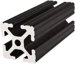 80/20 Inc. - 72 Inches Long x 1-1/2 Inches Wide x 1-1/2 Inches High, T Slotted Aluminum Extrusion - 1.154 Square Inches, Black Anodized Finish - USA Tool & Supply