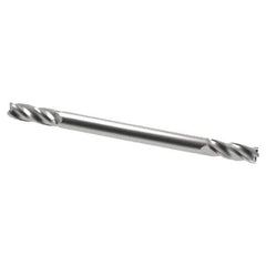 Accupro - 3mm, 6mm LOC, 3mm Shank Diam, 38mm OAL, 4 Flute, Solid Carbide Square End Mill - Double End, Uncoated, Spiral Flute, 40° Helix, Centercutting, Right Hand Cut, Right Hand Flute - USA Tool & Supply