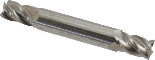 Accupro - 9mm, 14mm LOC, 10mm Shank Diam, 2-3/4" OAL, 4 Flute, Solid Carbide Square End Mill - Double End, Uncoated, Spiral Flute, 40° Helix, Centercutting, Right Hand Cut, Right Hand Flute - USA Tool & Supply