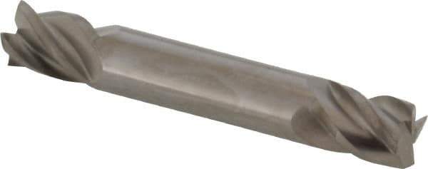 Accupro - 12mm, 16mm LOC, 12mm Shank Diam, 76mm OAL, 4 Flute, Solid Carbide Square End Mill - Double End, Uncoated, Spiral Flute, 40° Helix, Centercutting, Right Hand Cut, Right Hand Flute - USA Tool & Supply