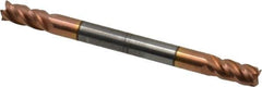 Accupro - 4mm, 8mm LOC, 4mm Shank Diam, 50mm OAL, 4 Flute, Solid Carbide Square End Mill - Double End, TiCN Finish, Spiral Flute, 40° Helix, Centercutting, Right Hand Cut, Right Hand Flute - USA Tool & Supply