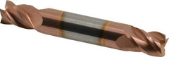 Accupro - 11mm, 14mm LOC, 12mm Shank Diam, 76mm OAL, 4 Flute, Solid Carbide Square End Mill - Double End, TiCN Finish, Spiral Flute, 40° Helix, Centercutting, Right Hand Cut, Right Hand Flute - USA Tool & Supply
