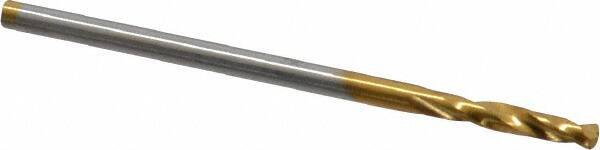 Guhring - #50 130° Parabolic Flute Cobalt Screw Machine Drill Bit - TiN Finish, Right Hand Cut, 11mm Flute Length, 36mm OAL, Standard Point, Straight Shank - USA Tool & Supply
