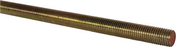 Value Collection - 1-8 UNC (Coarse), 6' Long, Alloy Steel Threaded Rod - Yellow Zinc-Plated Finish, Right Hand Thread - USA Tool & Supply