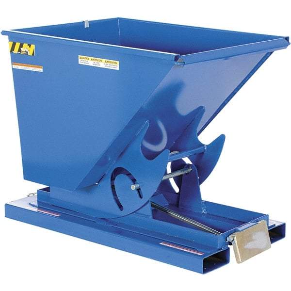 Vestil - 6,000 Lb Load Capacity, 0.5 Cu Yd, Steel Self-Dumping Hopper - 33-1/2" Wide x 52" Long x 38-1/2" High, Powder Coat Blue - USA Tool & Supply