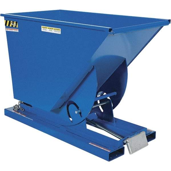 Vestil - 6,000 Lb Load Capacity, 0.75 Cu Yd, Steel Self-Dumping Hopper - 31-9/16" Wide x 61-1/8" Long x 42-3/4" High, Powder Coat Blue - USA Tool & Supply