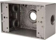Thomas & Betts - 1 Gang, (4) 1/2" Knockouts, Aluminum Rectangle Outlet Box - 4-1/2" Overall Height x 2-1/2" Overall Width x 2" Overall Depth, Weather Resistant - USA Tool & Supply