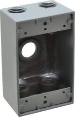 Thomas & Betts - 1 Gang, (5) 1/2" Knockouts, Aluminum Rectangle Outlet Box - 4-1/2" Overall Height x 2-1/2" Overall Width x 2" Overall Depth, Weather Resistant - USA Tool & Supply
