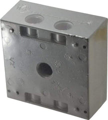 Thomas & Betts - 2 Gang, (5) 1/2" Knockouts, Aluminum Square Outlet Box - 4-9/16" Overall Height x 4-5/8" Overall Width x 2-1/16" Overall Depth, Weather Resistant - USA Tool & Supply