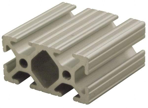 80/20 Inc. - 97 Inches Long x 1 Inch Wide x 2 Inches High, T Slotted Aluminum Extrusion - 0.7914 Square Inches, Clear Anodized Finish - USA Tool & Supply