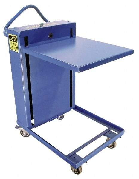 Vestil - 230 Lb Capacity Portable Spring Elevating Cart - 11" Lift Height, 20" Platform Length x 20" Platform Width - USA Tool & Supply