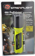 Streamlight - White LED Bulb, 100 Lumens, Industrial/Tactical Flashlight - Yellow Plastic Body, 4 AA Alkaline Batteries Included - USA Tool & Supply