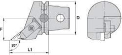 Kennametal - Right Hand Cut, Size KM63, V.. Insert Compatiblity, External Modular Turning & Profiling Cutting Unit Head - 43mm Ctr to Cutting Edge, 60mm Head Length, Through Coolant, Series Top Notch - USA Tool & Supply