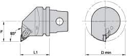 Kennametal - Right Hand Cut, Size KM32, KC..110304L08/NP..51L Insert Compatiblity, Internal Modular Turning & Profiling Cutting Unit Head - 22mm Ctr to Cutting Edge, 35mm Head Length, Through Coolant, Series Top Notch - USA Tool & Supply
