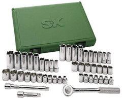 SK - 47 Piece 3/8" Drive Deep Well Socket Set - 6, 12 Points, 1/4" to 7/8" (6mm to 19mm) Range, Inch/Metric Measurement Standard - USA Tool & Supply