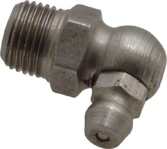 PRO-LUBE - 90° Head Angle, 1/8-27 PTF Stainless Steel Standard Grease Fitting - 7/16" Hex, 21.3mm Overall Height, 7.6mm Shank Length, Zinc Plated Finish - USA Tool & Supply