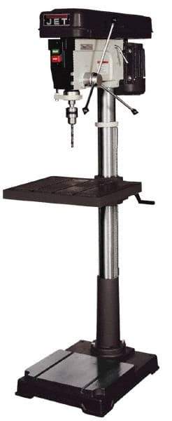 Jet - 20" Swing, Step Pulley Drill Press - 12 Speed, 1 hp, Single Phase - USA Tool & Supply