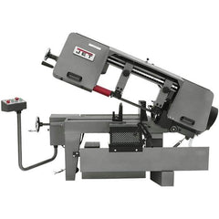 Jet - 10 x 16" Max Capacity, Semi-Automatic Variable Speed Pulley Horizontal Bandsaw - 100 to 350 SFPM Blade Speed, 115/230 Volts, 45°, 1.5 hp, 1 Phase - USA Tool & Supply