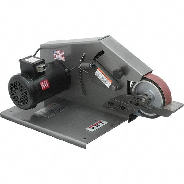 Jet - 72 Inch Long x 2 Inch Wide Belt Grinder - 1 hp, 115/230 Volts, 1750 RPM Disc Speed, Horizontal Belt, 4,600 Ft. per Min Belt Speed - USA Tool & Supply