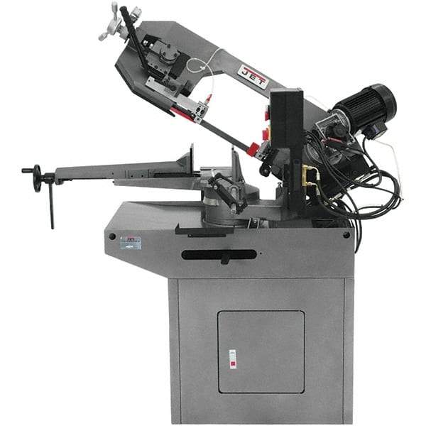 Jet - 8-3/4 x 7" Max Capacity, Manual Geared Head Horizontal Bandsaw - 157 to 314 SFPM Blade Speed, 230 Volts, 45 & 60°, 1.5 hp, 3 Phase - USA Tool & Supply