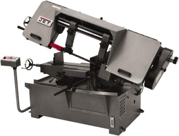 Jet - 11 x 16" Max Capacity, Manual Variable Speed Pulley Horizontal Bandsaw - 100 to 350 SFPM Blade Speed, 110/220 Volts, 45°, 1.5 hp, 1 Phase - USA Tool & Supply