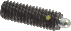 Vlier - 3/8-16, 1-1/8" Thread Length, 3/16" Plunger Projection, Steel Threaded Spring Plunger - 0.186 - 3/16" Max Plunger Diam, 1-1/8" Plunger Length, 2.8 Lb Init End Force, 7.2 Lb Final End Force - USA Tool & Supply