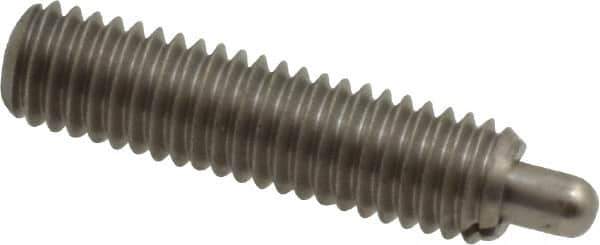 Vlier - 10-32, 3/4" Thread Length, 1/8" Plunger Projection, Stainless Steel Threaded Spring Plunger - 0.091 - 0.092" Max Plunger Diam, 3/4" Plunger Length, 2.9 Lb Init End Force, 11.1 Lb Final End Force - USA Tool & Supply