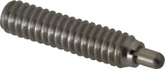 Vlier - 1/4-20, 1" Thread Length, 3/16" Plunger Projection, Stainless Steel Threaded Spring Plunger - 0.117 - 0.118" Max Plunger Diam, 1" Plunger Length, 3 Lb Init End Force, 13 Lb Final End Force - USA Tool & Supply