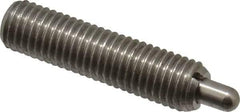 Vlier - 1/4-28, 1" Thread Length, 3/16" Plunger Projection, Stainless Steel Threaded Spring Plunger - 0.117 - 0.118" Max Plunger Diam, 1" Plunger Length, 3 Lb Init End Force, 13 Lb Final End Force - USA Tool & Supply