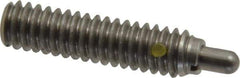 Vlier - 1/4-20, 1" Thread Length, 3/16" Plunger Projection, Stainless Steel Threaded Spring Plunger - 0.117 - 0.118" Max Plunger Diam, 1" Plunger Length, 3 Lb Init End Force, 13 Lb Final End Force - USA Tool & Supply